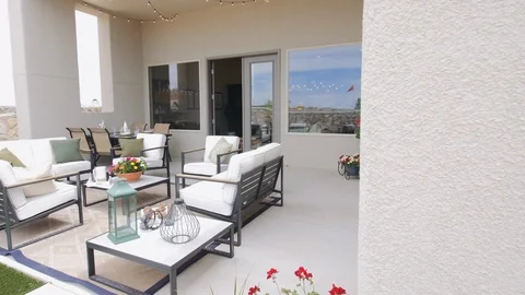 Backyard Patio Reveal from Home Wall Stock Footage 112888990
