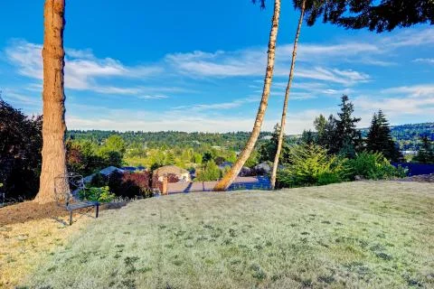 Backyard rest area with scenic view Stock Photos
