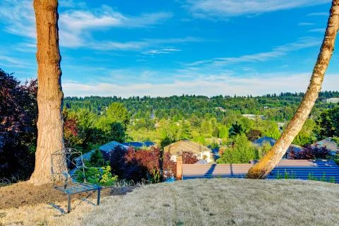 Backyard rest area with scenic view Stock Photos
