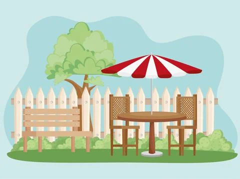 Backyard scene garden Stockillustratie