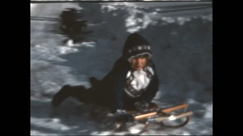 Backyard Sledding 1972 Stock Footage 167233127