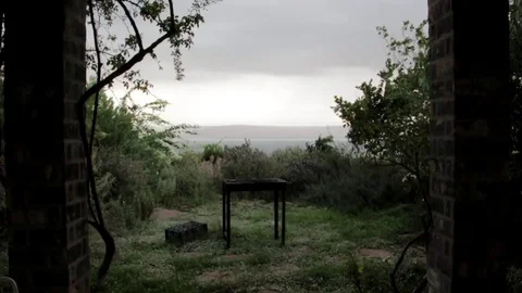 Backyard stormy weather cloudy Stock Footage 98676940