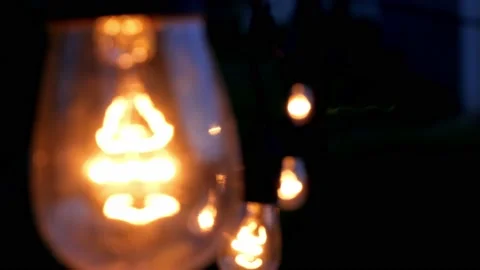 Backyard String Lights Pull Focus  Stock Footage 239772979