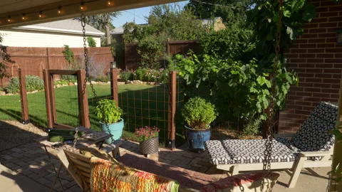 Backyard in summer with patio. Stock-Footage 320755665