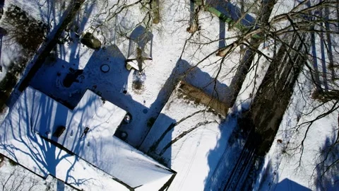 Backyard through trees in Snow landing Stock-Footage 168697650