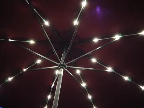 Backyard umbrella with built in lights Stock Photos