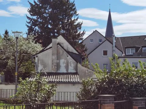 Backyard views from roadside in germany Stock Photos