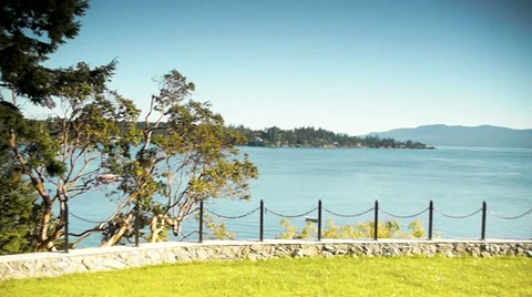 Backyard Water View, West Coast Luxury Home Stock Footage 39508422