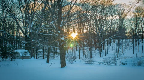 Backyard Winter Time lapse Stock Footage 34732206