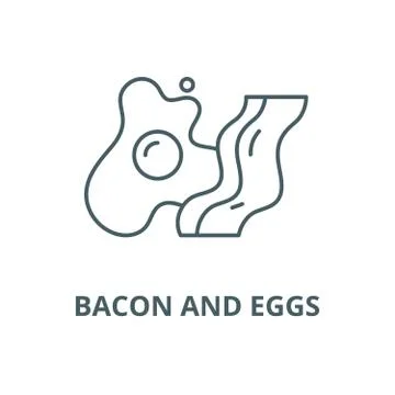 Bacon and eggs vector line icon, linear concept, outline sign, symbol Stock Illustration