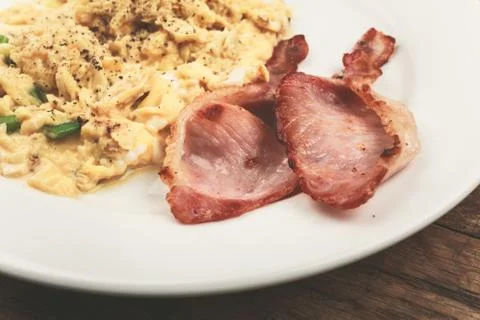Bacon and scrambled eggs Photos