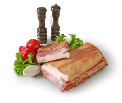Bacon and vegetables Stock Photos