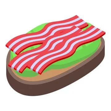 Bacon avocado toast icon isometric vector. Bread food Illustrazione stock