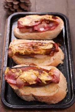 Bacon bruschetta Stock Photos
