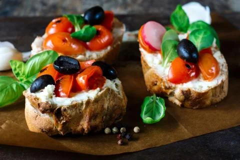 Bacon bruschetta Stock Photos