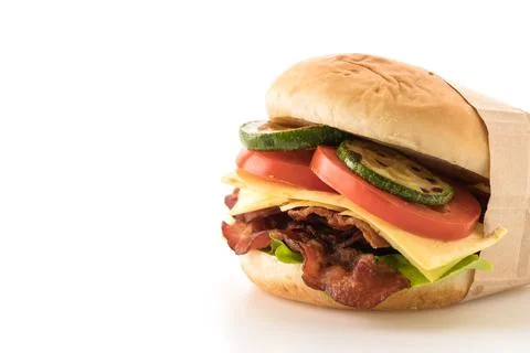 Bacon burger on white background Stock Photos