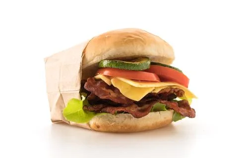 Bacon burger on white background Stock Photos
