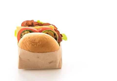Bacon burger on white background Stock Photos
