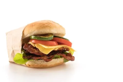 Bacon burger on white background Stock Photos