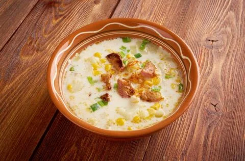 Bacon Chili Corn Chowder Bacon Chili Corn Chowder a type of thick cream-ba... Stock Photos