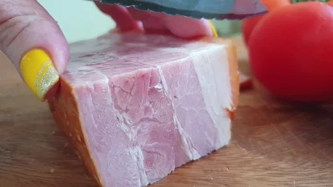 Bacon chop knife Stock Footage 106350385