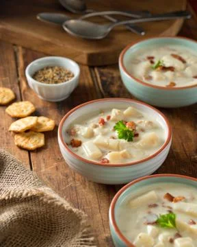 Bacon Clam Chowder Stock Photos
