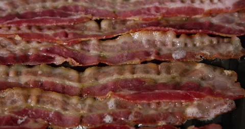 Bacon Cooking On A Griddle Stock Footage 243335117