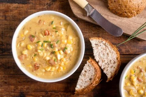 Bacon Corn Chowder Stock Photos
