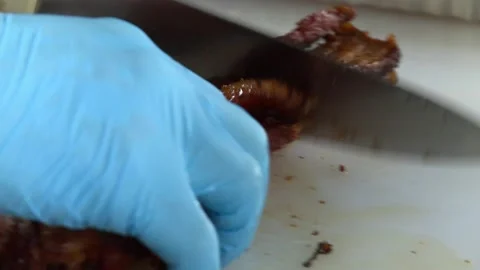 Bacon Cutting up Stock Footage 163482315