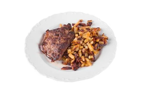 Bacon with fried potatoes Foto stock
