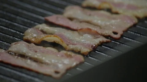  bacon fried on the stove Stock Footage 127201673