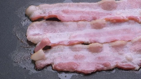 Bacon Frying TImelapse Slider 4k H264 High Quality 2160p 4k Stock Footage 86402061
