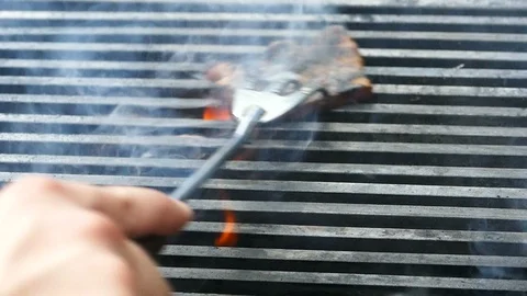 Bacon On A Grill, Slow Motion Stock Footage 96225322