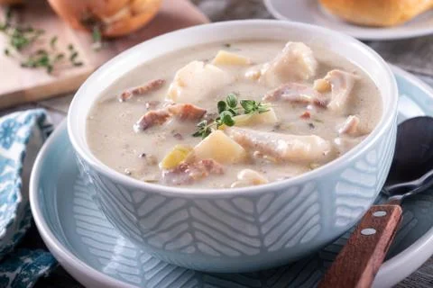 Bacon Haddock Chowder Stock Photos