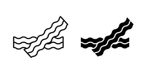 Bacon icon collection in black, Line icons, flat symbols Stock-Illustration