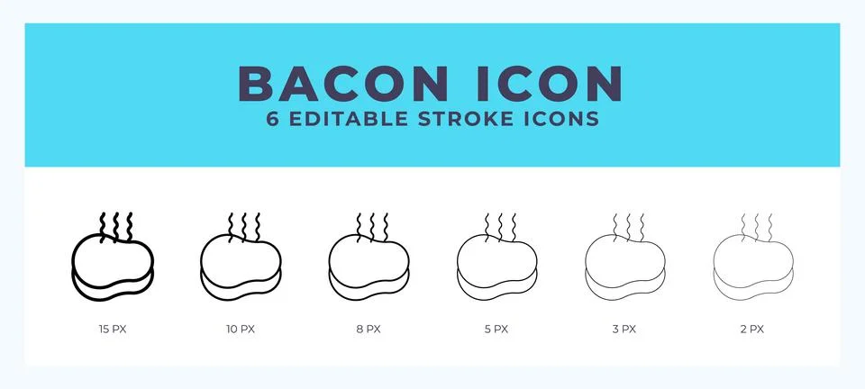 Bacon icon with different stroke. Vector illustration. Stock Illustration