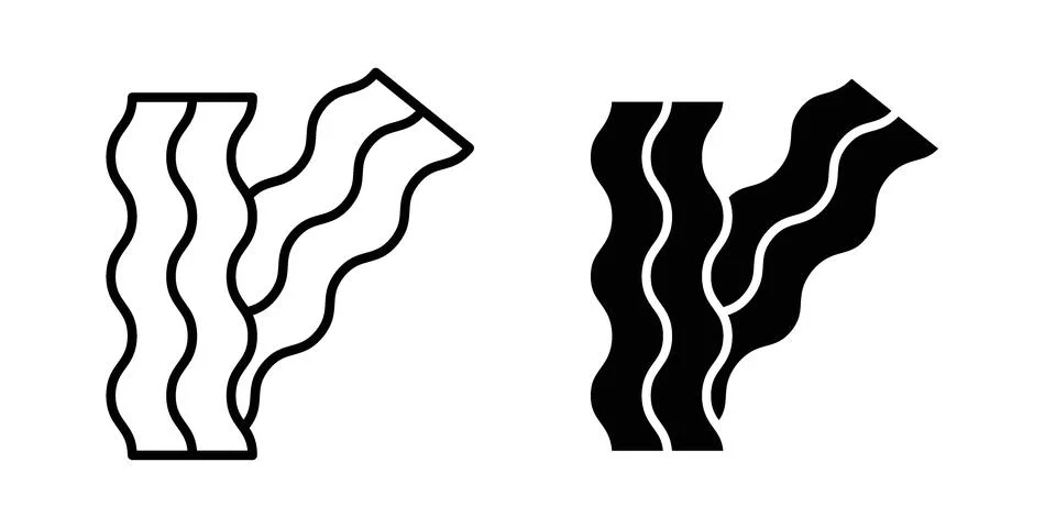Bacon icon silhouette vector set. thin line pack Stock-Illustration