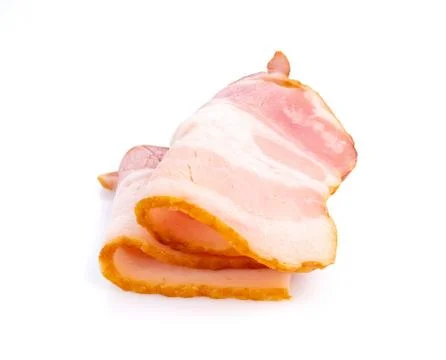 Bacon isolated on white background Photos