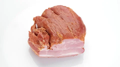 Bacon isolated on white background, rotate. 4K UHD video Видео 162878595