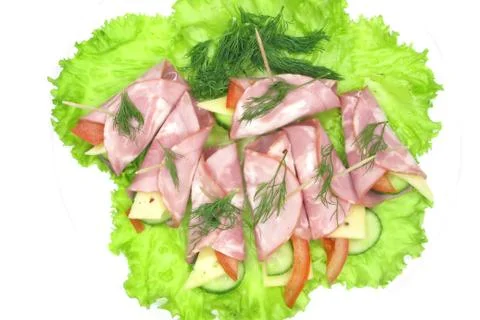 Bacon on lettuce vegetable Stock Photos