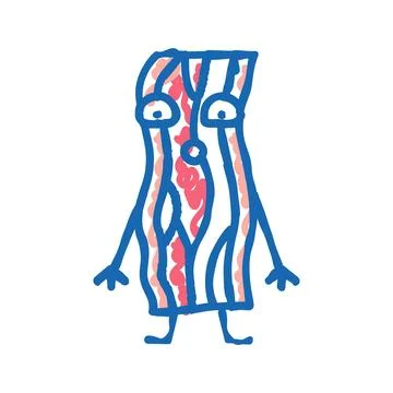 Bacon meat character icon doodle illustration Stock Illustration