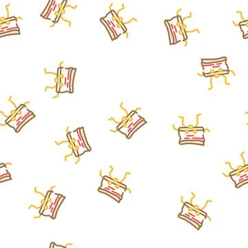 Bacon meat character vector seamless pattern Stock Illustration