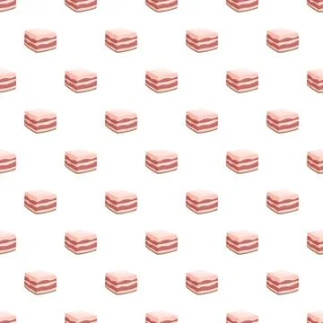 Bacon meat chunks repeating seamless pattern on white Stock Illustration