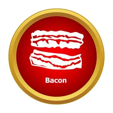 Bacon meat stripes icon in red circle Stock Illustration