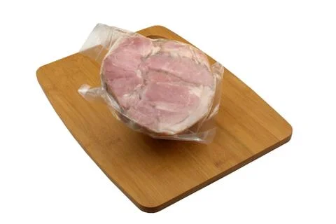 Bacon packed in vacuum plastic Foto stock