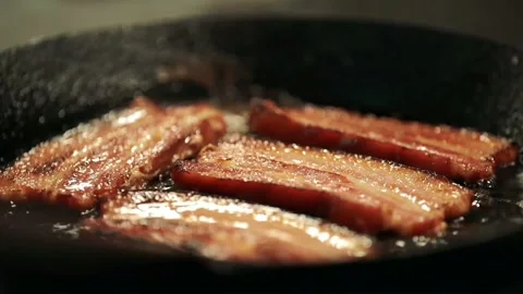 Bacon pan oil Stock Footage 268483499