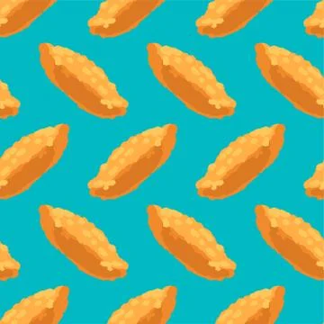 Bacon patty pattern seamless. bakery products hand drawn background. vector t Stockillustratie