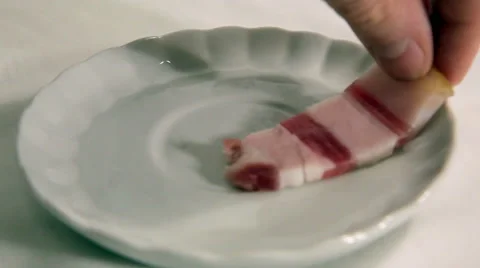 The bacon on the plate Stock Footage 46838729