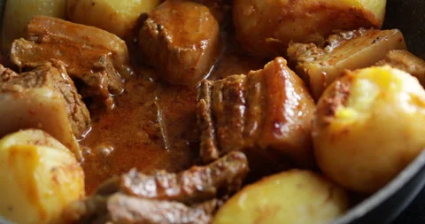 Bacon with potatoes Stock Footage 152094396