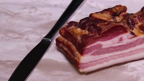 Bacon, Preparing For Cutting Stock Footage 87451365